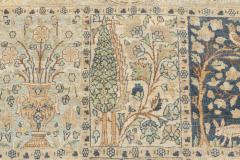 Antique Persian Kirman Green Beige Handmade Wool Carpet - 2447174