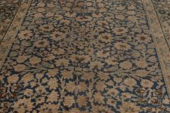 Antique Persian Kirman Indigo Blue Beige and Brown Handwoven Wool Runner - 2454236