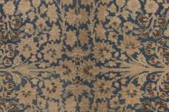 Antique Persian Kirman Indigo Blue Beige and Brown Handwoven Wool Runner - 2454240