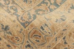 Antique Persian Kirman Orange Beige and Blue Hand Knotted Wool Rug - 2447051