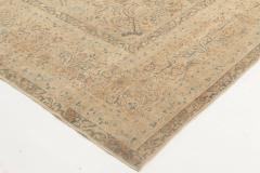 Antique Persian Kirman Orange Beige and Blue Hand Knotted Wool Rug - 2447053