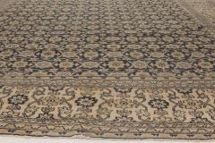 Antique Persian Meshad Botanic Beige Brown and Black Handwoven Wool Rug - 2454136