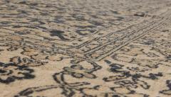 Antique Persian Meshad Botanic Beige Brown and Black Handwoven Wool Rug - 2454137