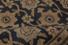 Antique Persian Meshad Botanic Beige Brown and Black Handwoven Wool Rug - 2454138