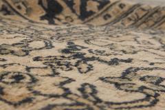 Antique Persian Meshad Botanic Beige Brown and Black Handwoven Wool Rug - 2454139