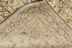 Antique Persian Meshad Botanic Blue Brown Hand Knotted Wool Rug - 2446142