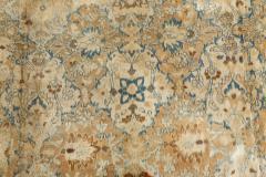 Antique Persian Meshad Botanic Blue Brown Hand Knotted Wool Rug - 2446144
