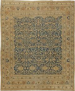 Antique Persian Meshad Botanic Golden Beige Brown Black Handwoven Wool Rug - 2454542
