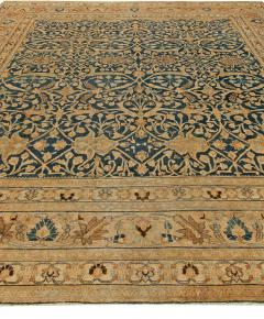 Antique Persian Meshad Botanic Golden Beige Brown Black Handwoven Wool Rug - 2454543