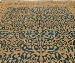 Antique Persian Meshad Botanic Golden Beige Brown Black Handwoven Wool Rug - 2454544