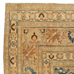 Antique Persian Meshad Botanic Golden Beige Brown Black Handwoven Wool Rug - 2454545