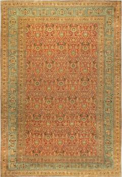 Antique Persian Meshad Botanic Orange Handmade Wool Rug - 2454528