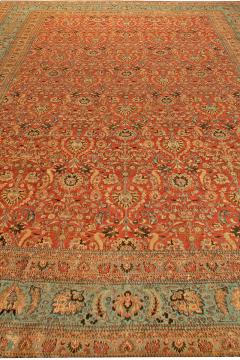 Antique Persian Meshad Botanic Orange Handmade Wool Rug - 2454529