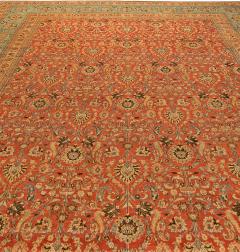 Antique Persian Meshad Botanic Orange Handmade Wool Rug - 2454530