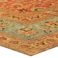 Antique Persian Meshad Botanic Orange Handmade Wool Rug - 2454532