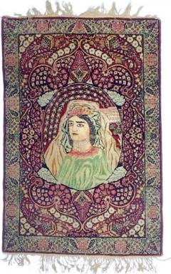 Antique Persian Pictorial Lavar Kerman Mat 20 x 30  - 4461000
