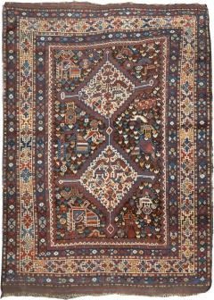 Antique Persian Qashqai Rug 4 7 x 6 5  - 4458657