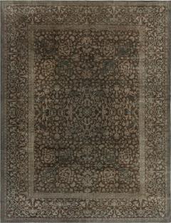 Antique Persian Sarouk Botanic Brown Handmade Wool Rug - 2446714