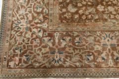 Antique Persian Sarouk Botanic Brown Handmade Wool Rug - 2446718