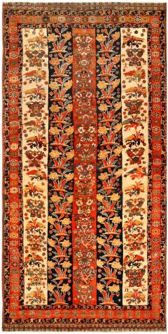 Antique Persian Shiraz Red Ivory Black Handmade Wool Carpet - 2447777