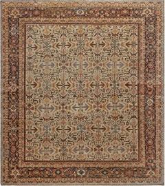 Antique Persian Sultanabad Beige Blue Brown and Orange Handmade Wool Rug - 2447904