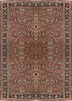 Antique Persian Sultanabad Cinnamon Navy Blue Handwoven Carpet - 2447556