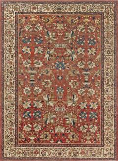Antique Persian Sultanabad Floral Red Blue Handmade Wool Rug - 2447916
