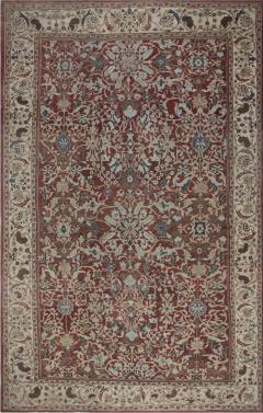 Antique Persian Sultanabad Red White and Blue Handwoven Wool Rug - 2454188