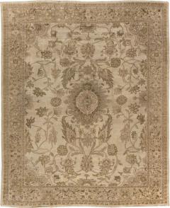 Antique Persian Sultanabad Tan Taupe and Brown Handwoven Wool Rug - 2447673