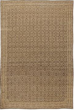 Antique Persian Tabriz Beige Brown Handwoven Wool Rug - 3582502