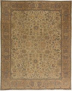 Antique Persian Tabriz Beige Handmade Wool Rug - 2461766