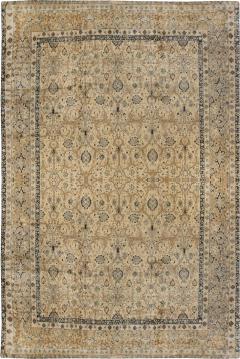 Antique Persian Tabriz Beige Handwoven Wool Rug - 2447568