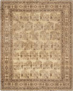 Antique Persian Tabriz Beige and Brown Handmade Wool Rug - 2454200