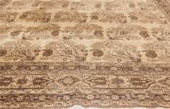 Antique Persian Tabriz Beige and Brown Handmade Wool Rug - 2454202