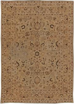 Antique Persian Tabriz Beige and Brown Handwoven Wool Rug - 2454573