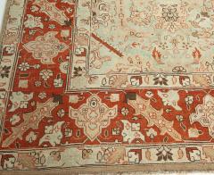 Antique Persian Tabriz Blue Background Floral Handmade Wool Rug - 2454284