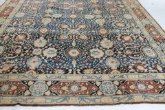 Antique Persian Tabriz Botanic Blue Red Beige Handmade Wool Carpet - 2446595