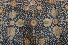 Antique Persian Tabriz Botanic Blue Red Beige Handmade Wool Carpet - 2446604