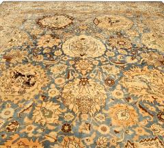 Antique Persian Tabriz Botanic Blue and Camel Handwoven Wool Rug - 2447794
