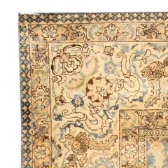 Antique Persian Tabriz Botanic Blue and Camel Handwoven Wool Rug - 2447795