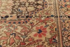 Antique Persian Tabriz Botanic Brown Pink Red Handmade Wool Rug - 2447095