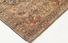 Antique Persian Tabriz Botanic Brown Pink Red Handmade Wool Rug - 2447098