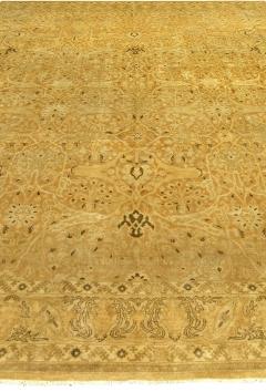 Antique Persian Tabriz Botanic Gold Yellow Handwoven Wool Rug - 3582379