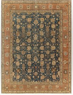 Antique Persian Tabriz Botanic Green Hand Knotted Wool Rug - 2445344