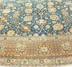 Antique Persian Tabriz Botanic Green Hand Knotted Wool Rug - 2445345