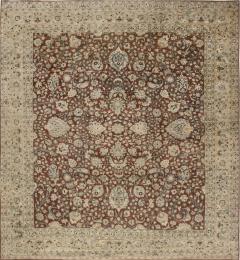 Antique Persian Tabriz Brown Blue Handmade Wool Rug - 2446921