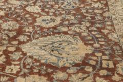 Antique Persian Tabriz Brown Blue Handmade Wool Rug - 2446923