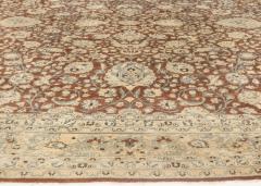 Antique Persian Tabriz Brown Blue Handmade Wool Rug - 2446926