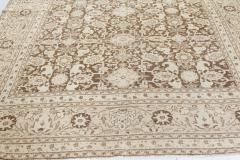 Antique Persian Tabriz Brown Handmade Wool Rug - 2446625
