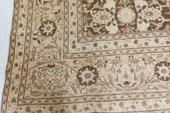Antique Persian Tabriz Brown Handmade Wool Rug - 2446627